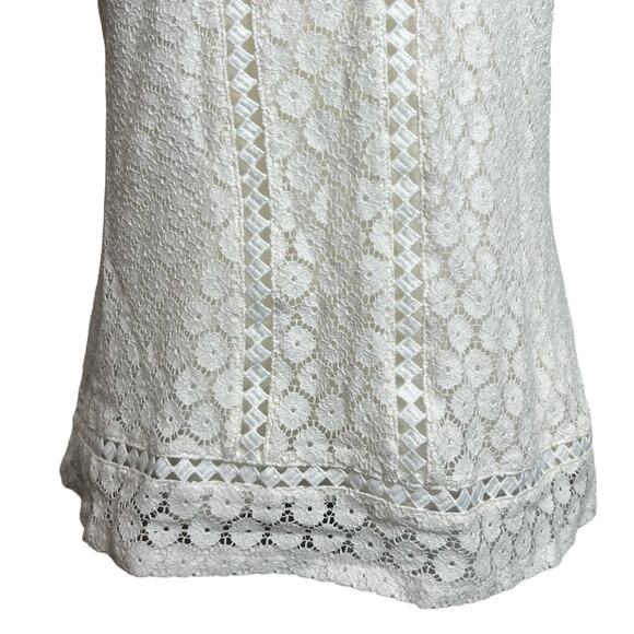 Badgley Mishka Casual Top Size XS White Lace Overlay Short Sleeve Cotton Blend - Picture 6 of 11